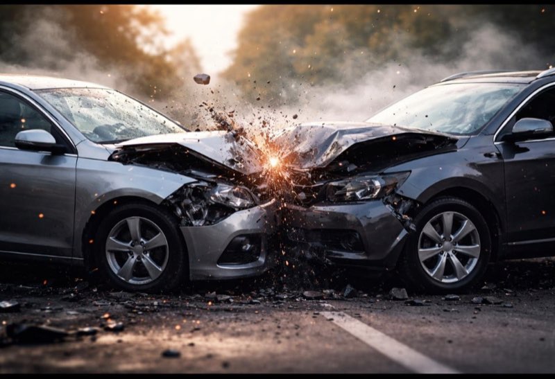 Zwei Autos nach einem Verkehrsunfall